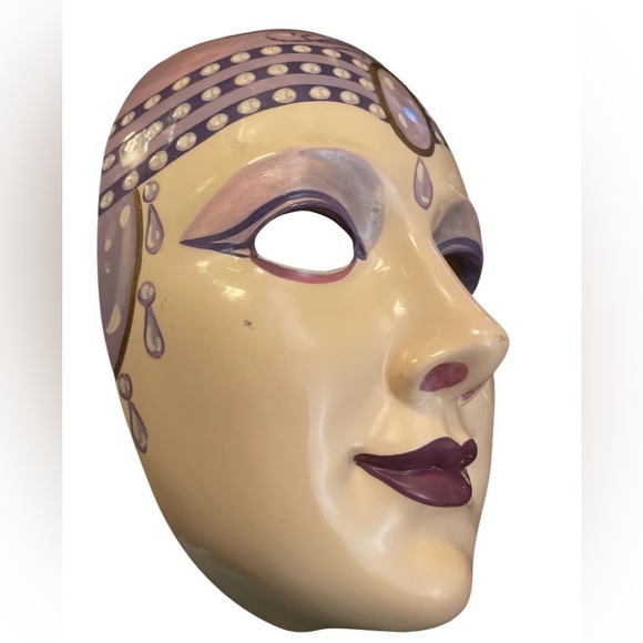 Rare Stonelite Venetian Wall Mask By Prof. BESSI; Hand Painted, Made In Italy - Picture 3 of 6